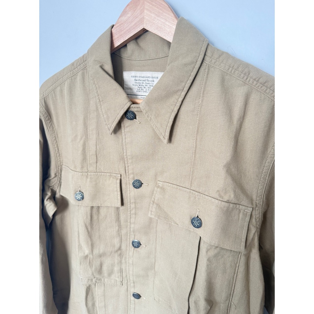 RRL Double RL Dobby Graphic Overshirt Military Stencil Tan Sanforized Jacket M - Picture 2 of 12